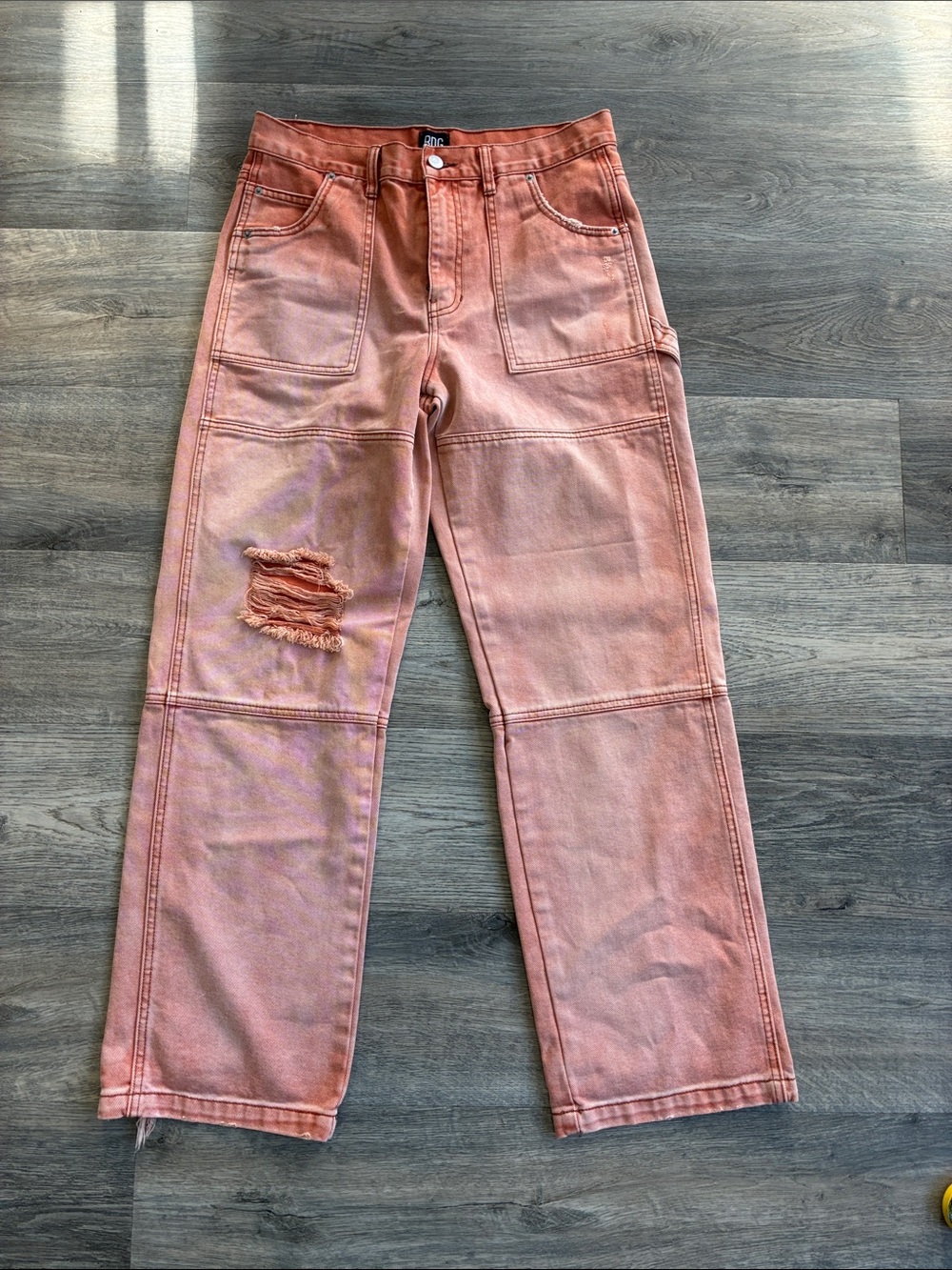Distressed Orangey Pink Rusty Ombré Carpenter Pants Distress - (BDG)